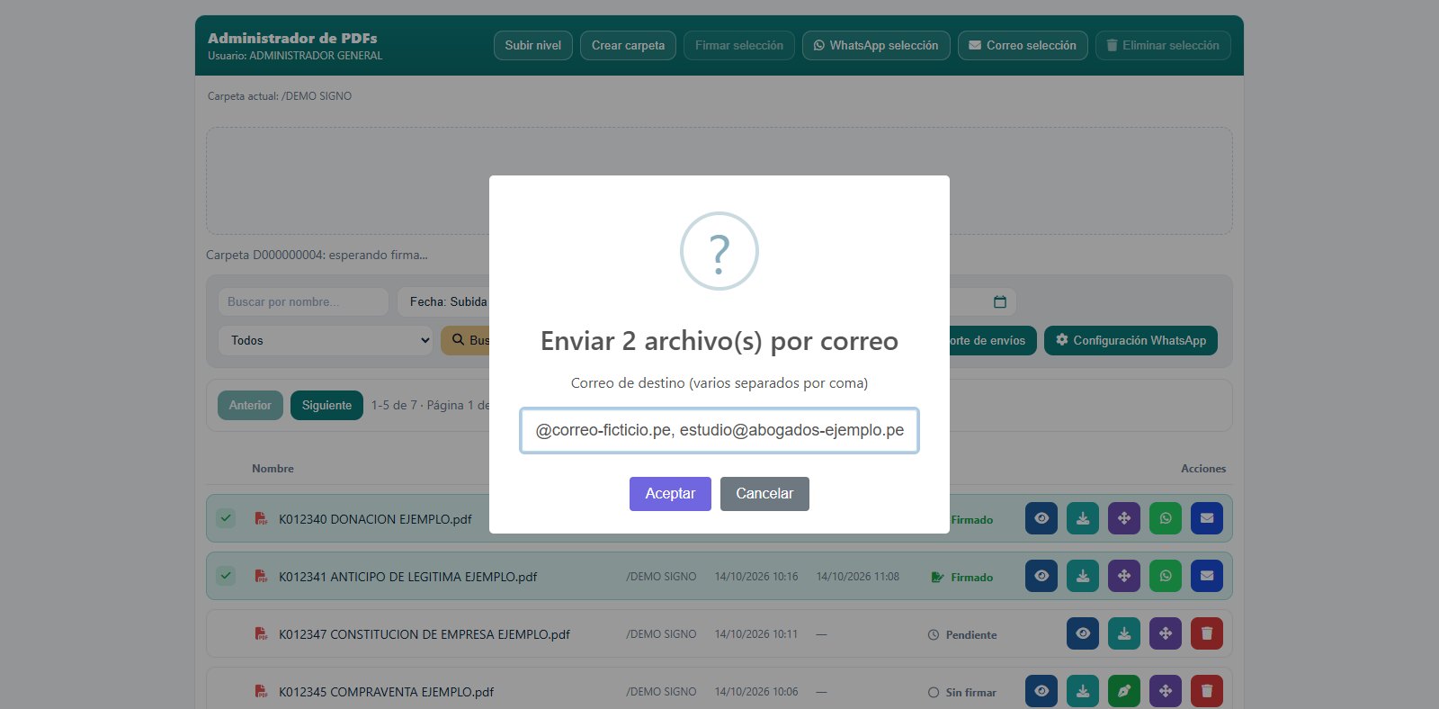 Envío por correo a varios destinatarios